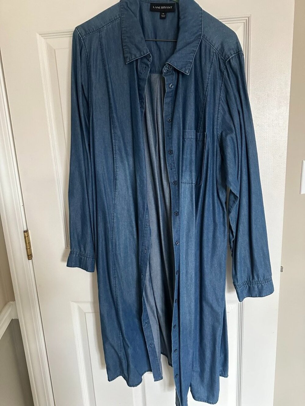 Lane Bryant Denim Shirt Dress Tunic Size 20 Button Down Chambray